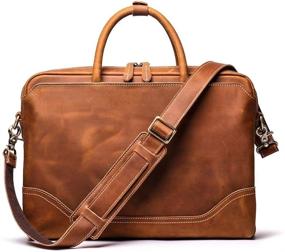 img 3 attached to 👜 Leathfocus Genuine Men's Leather Briefcase: Stylish Full Grain Messenger Bag & Classic Tote for Laptops (Light Brown)