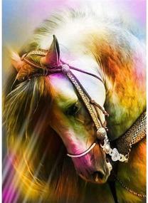 img 4 attached to 🎨✨ Colorful Horse DIY 5D Diamond Painting Kit - Create Stunning Crystal Art with Full Drill Rhinestones