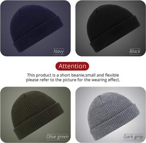 img 3 attached to 🎣 SATINIOR 4 Pieces Trawler Beanie Watch Hat: Stylish Unisex Roll-Up Edge Skullcap for Fishermen