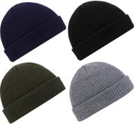 🎣 satinior 4 pieces trawler beanie watch hat: stylish unisex roll-up edge skullcap for fishermen logo