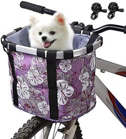 img 4 attached to 🚲 Bike Basket with Bells and Pet Carrier, Aluminum Alloy Bicycle Frame – Easy to Install and Detachable Cycling Bag for Portable Shopping and Picnic