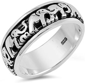 img 3 attached to Elephant Spinner Eternity Wedding Ring - Sterling Silver Band Sizes 4-14