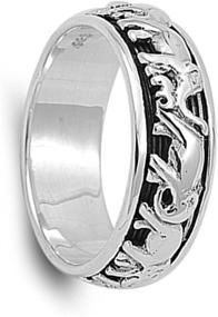 img 1 attached to Elephant Spinner Eternity Wedding Ring - Sterling Silver Band Sizes 4-14