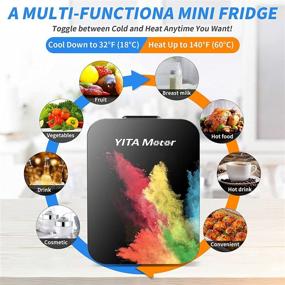 img 3 attached to 🌈 YITAMOTOR 10L Mini Fridge: Portable Compact Personal Cooler and Warmer for Bedroom, Car, Office, Dorm, Travel - Ideal for Food, Drinks, Fruit (Colorful)