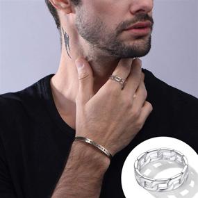 img 3 attached to 💍 Silvora Sterling Silver Celtic Knot/Cuban Link Chain Rings: Vintage Eternity Band Jewelry for Men and Women (Size 4-12)