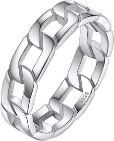 img 4 attached to 💍 Silvora Sterling Silver Celtic Knot/Cuban Link Chain Rings: Vintage Eternity Band Jewelry for Men and Women (Size 4-12)