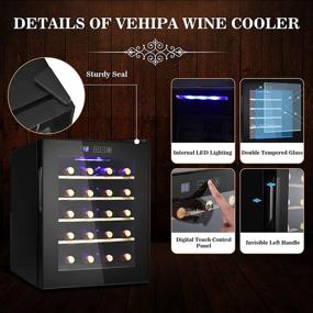 img 2 attached to 🍷 Premium 20 Bottle Freestanding Wine Cooler Refrigerator - Quiet Compressor, Digital Temperature Control, Glass Door, Black Finish