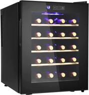 🍷 premium 20 bottle freestanding wine cooler refrigerator - quiet compressor, digital temperature control, glass door, black finish логотип