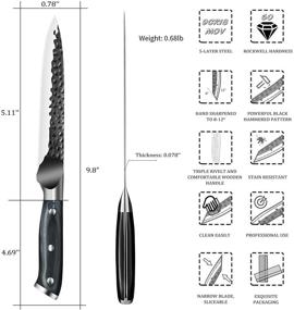 img 3 attached to 🔪 Кухонный нож ZENG 5 дюймов: Немецкий нож для очистки из нержавеющей стали с эргономичной рукояткой из паккавуда - идеально подходит для фруктов, овощей, дома и ресторанов