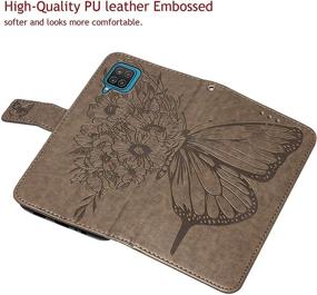 img 3 attached to 🦋 A12 Phone Case Wallet for Galaxy A12 - Butterfly Floral Embossed PU Leather Flip Cover (Gray) with Kickstand, Wrist Strap, and Card Holder Slots - Protective Case for Samsung A12