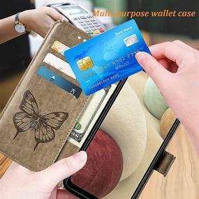 img 2 attached to 🦋 A12 Phone Case Wallet for Galaxy A12 - Butterfly Floral Embossed PU Leather Flip Cover (Gray) with Kickstand, Wrist Strap, and Card Holder Slots - Protective Case for Samsung A12