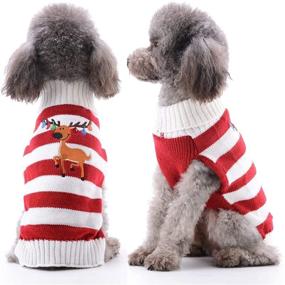 img 1 attached to 🎄 DOGGYZSTYLE Christmas Dog Sweaters - Festive Xmas Pet Costume Gifts featuring Snowman and Reindeer Prints