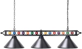 img 3 attached to 🎱 Enhance Your Game Room with Wellmet Billiard Light for Pool Table: 59” Lighting for 7', 8', 9' Tables, Stylish Hanging Pendant with Matte Metal Shades and Billiard Ball Decor, Perfect for Kitchen Island