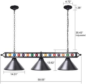 img 2 attached to 🎱 Enhance Your Game Room with Wellmet Billiard Light for Pool Table: 59” Lighting for 7', 8', 9' Tables, Stylish Hanging Pendant with Matte Metal Shades and Billiard Ball Decor, Perfect for Kitchen Island