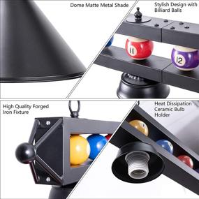 img 1 attached to 🎱 Enhance Your Game Room with Wellmet Billiard Light for Pool Table: 59” Lighting for 7', 8', 9' Tables, Stylish Hanging Pendant with Matte Metal Shades and Billiard Ball Decor, Perfect for Kitchen Island