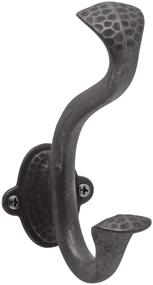 img 1 attached to Hickory Hardware P2175-BI Craftsman Collection Hook: Stylish 1-3/8 Inch Center to Center, Black Iron Design