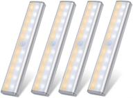 💡 usb rechargeable dimmable motion sensor closet light - set of 4 led under cabinet lighting bars for kitchen, wardrobe, garage, stairs, bedroom логотип