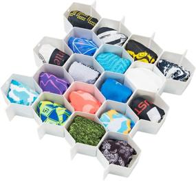 img 4 attached to 📦 Maximize Drawer Space: Flytianmy 8Pcs Adjustable Honeycomb Drawer Organizers for Underwear, Socks, Bras, Ties, Belts, and Scarves - 18 Slots (White)