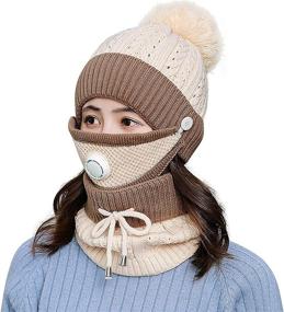 img 4 attached to 3 in 1 Women's Winter Hat, Scarf, and Mask Set: ❄️ Keep Warm with Thick Knitted Beanie, Slouchy Snow Cap, and Infinity Scarves