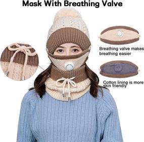 img 1 attached to 3 in 1 Women's Winter Hat, Scarf, and Mask Set: ❄️ Keep Warm with Thick Knitted Beanie, Slouchy Snow Cap, and Infinity Scarves