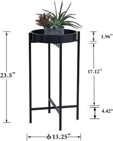 img 3 attached to 🌿 Compact and Stylish Foldable Plant Accent Table Stand with Wooden Tray Top in Black- Perfect for Small Spaces in Kitchen, Living Room or Bedroom