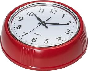 img 1 attached to 🕰️ Red Retro Wall Clock: Vintage 50's Design, Silent Non-Ticking Quartz Clock, Battery Operated - Bernhard Products 9.5 inch for Kitchen and Home Decor