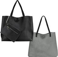 👜 scarleton h1842: stylish large reversible tote bag for women, faux leather shoulder bag with ample space logo