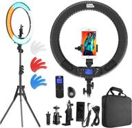 🎥 pixel 19-inch pro vlogging light: ring light with wireless remote controller, lcd display, bi-color 60w 3000k-5800k cri≥97 & tlci ≥99, and 3 color filters for youtube, twitch, and facebook live logo