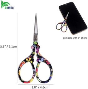 img 3 attached to 🌸 BIHRTC 3.6 Inch Small Embroidery Scissors with Sharp Stainless Steel Pointed Blades for Sewing Crafts, Cross Stitch, DIY Artwork, and Needlework - Black Flower Design