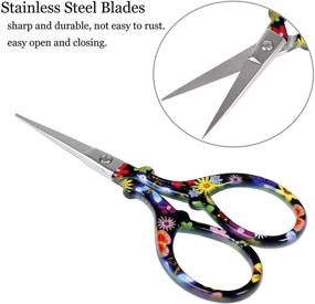 img 2 attached to 🌸 BIHRTC 3.6 Inch Small Embroidery Scissors with Sharp Stainless Steel Pointed Blades for Sewing Crafts, Cross Stitch, DIY Artwork, and Needlework - Black Flower Design