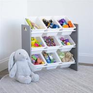 🗄️ humble crew grey/white toy organizer: efficient 9 bin storage solution with 24" height logo