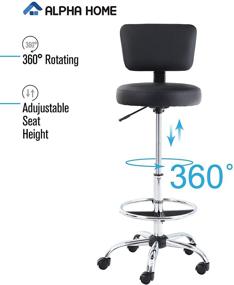 img 2 attached to ALPHA HOME Office Chair Drafting Chair - Ergonomic Desk Chair with Spa Stool Support, Modern Executive Mid Back Rolling Swivel Adjustable Computer Chair, Black