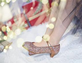 img 2 attached to 👑 Thee Bron Toddler Flower Girl Gold Glitter High Heels: Perfect Princess Dress Shoes