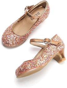 img 4 attached to 👑 Thee Bron Toddler Flower Girl Gold Glitter High Heels: Perfect Princess Dress Shoes