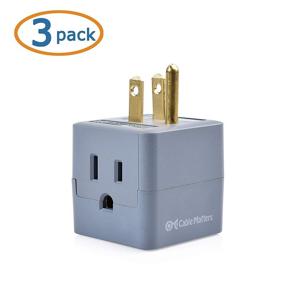 img 3 attached to 🔌 UL Listed Wall Adapter: Cable Matters 3-Pack 3 Outlet Power Cube Tap - Gray