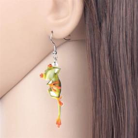 img 3 attached to DUOWEI Acrylic Charms Frog Drop Earrings: Uniquely Dazzling Jewelry for Festive Occasions