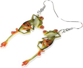 img 1 attached to DUOWEI Acrylic Charms Frog Drop Earrings: Uniquely Dazzling Jewelry for Festive Occasions