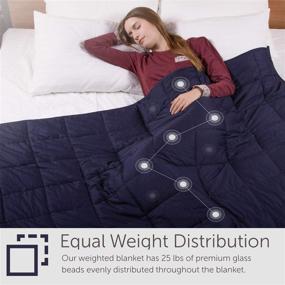 img 2 attached to 🌿 Organic Cooling Cotton Weighted Blanket for Adults – King Size (80X87, 25 lbs) Navy Blue, Premium Glass Beads – Designed in USA - Heavy Cool Weighted Blanket for Hot & Cold Sleepers