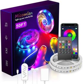 img 4 attached to 🎵 Micomlan 50ft/15M LED Strip Lights with Music Sync, Color Changing RGB LED Strip Lights with Built-in Mic, Bluetooth App Controlled LED Rope Lights, 5050 RGB LED Light Strip with APP, Remote, Mic, and 3 Button Control