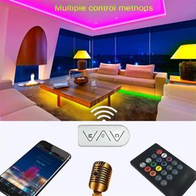 img 3 attached to 🎵 Micomlan 50ft/15M LED Strip Lights with Music Sync, Color Changing RGB LED Strip Lights with Built-in Mic, Bluetooth App Controlled LED Rope Lights, 5050 RGB LED Light Strip with APP, Remote, Mic, and 3 Button Control