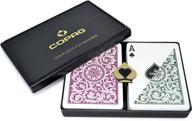 🃏 copag 1546 design - premium quality 100% plastic poker cards, regular index, green/burgundy, double deck set логотип