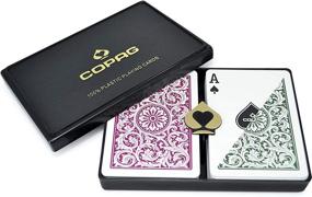 img 4 attached to 🃏 Copag 1546 Design - Premium Quality 100% Plastic Poker Cards, Regular Index, Green/Burgundy, Double Deck Set