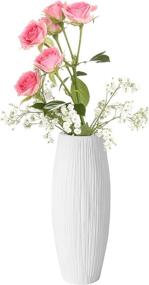 img 4 attached to 🏺 D'vine Dev 8 Inch White Ceramic Flower Vase with Waterfall Texture, VS-WF-8 – Perfect for Home Decor and Arrangements