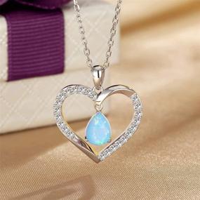 img 2 attached to HAOSG December Birthstone Blue Topaz Turquoise Necklace: Stunning 925 Sterling Silver Love Heart Jewelry Gift for Her - Perfect for Birthdays & Christmas!