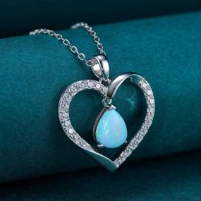 img 1 attached to HAOSG December Birthstone Blue Topaz Turquoise Necklace: Stunning 925 Sterling Silver Love Heart Jewelry Gift for Her - Perfect for Birthdays & Christmas!