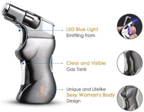 img 2 attached to Yusud Fire Jet Cigar Torch Lighter: Butane Gas Refillable, Smoking Solution with a Unique Sexy Woman Body Design and Blue LED Light - Creative Gift Ideas for Men