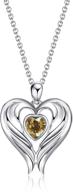 👼 winnicaca s925 sterling silver angel wings heart necklace birthstone jewelry - perfect birthday & christmas gifts for women, moms, girls, & teens logo