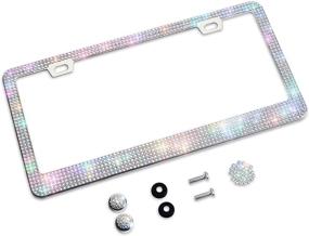 img 4 attached to 🌟 Shering Bling Glitter License Plate Frame: Premium Crystal Stainless Steel Gift for Women, Parties, Birthdays (White Colorful, 1PACK)