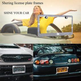 img 1 attached to 🌟 Shering Bling Glitter License Plate Frame: Premium Crystal Stainless Steel Gift for Women, Parties, Birthdays (White Colorful, 1PACK)