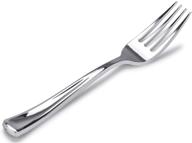 🍴 stock your home 125 disposable heavy duty silver plastic forks | fancy silverware resembling real silver cutlery - utensils ideal for catering events, restaurants, parties, and weddings logo